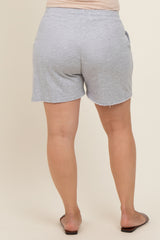 Grey Raw Edge Maternity Plus Sweat Shorts