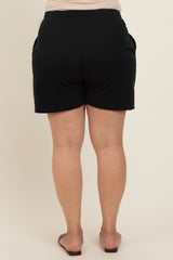 Black Raw Edge Maternity Plus Sweat Shorts