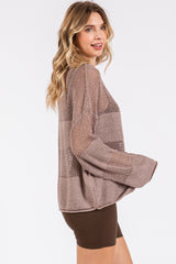 Mocha Crochet Knit Long Sleeve Cover-Up