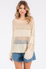 Cream Crochet Knit Long Sleeve Maternity Cover-Up