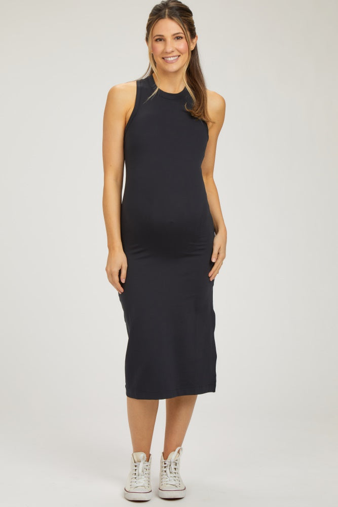 Black Sleeveless Racerback Bodycon Maternity Dress