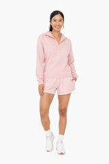 Pink Fleece Maternity Shorts