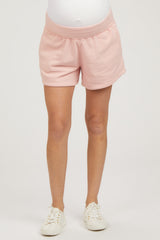 Pink Fleece Maternity Shorts