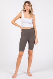 Charcoal Rib Knit Biker Shorts