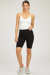 Black Rib Knit Maternity Biker Shorts