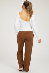 Brown Fleece Lined Maternity Lounge Pants