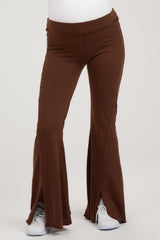 Brown Terry Flare Maternity Lounge Pants