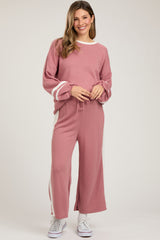 Mauve Striped Long Sleeve Maternity Set