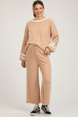 Taupe Striped Long Sleeve Maternity Set