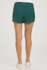 Forest Green Side Mesh Active Maternity Shorts