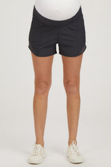 Charcoal Side Mesh Active Maternity Shorts