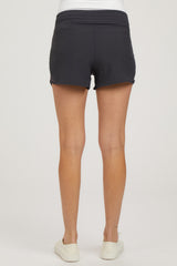 Charcoal Side Mesh Active Maternity Shorts