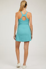 Teal Tennis Racerback Maternity Romper Dress