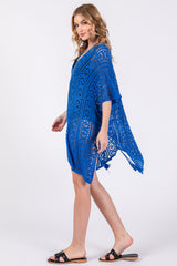 Royal Blue Crochet Knit Swim Cover Up