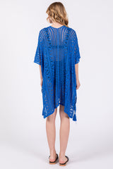 Royal Blue Crochet Knit Swim Cover Up