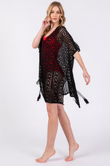 Black Crochet Knit Swim Cover Up