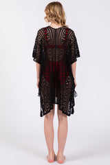 Black Crochet Knit Swim Cover Up