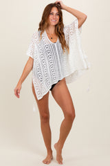 White Crochet Knit Swim Cover Up