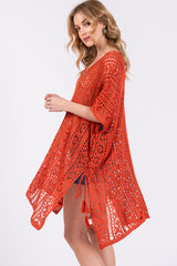 Rust Crochet Knit Swim Cover Up