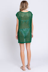 Green Crochet Coverup Mini Dress