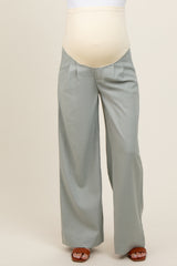 Sage Pleated Wide Leg Maternity Pants