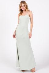 Mint Sleeveless Ribbed Maxi Dress