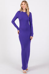 Violet Long Sleeve Fitted Maternity Maxi Dress