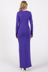 Violet Long Sleeve Fitted Maxi Dress