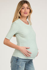 Mint Green Striped Short Sleeve Maternity Top