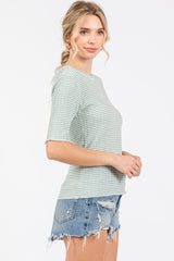 Mint Green Striped Short Sleeve Top