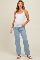 Light Blue Relaxed Straight Leg Maternity Jeans