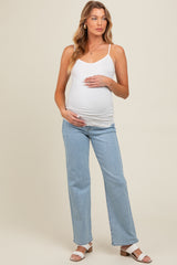 Light Blue Relaxed Straight Leg Maternity Jeans