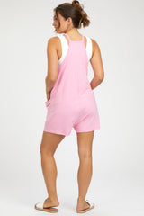 Pink Basic V-Neck Maternity Romper