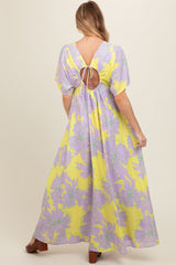 Lavender Floral Back Cutout Maternity Maxi Dress