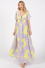 Lavender Floral Back Cutout Maternity Maxi Dress