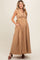 Taupe Collared Halter Back Tie Maternity Maxi Dress