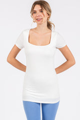 Ivory Square Neck Short Sleeve Top