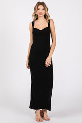 Black Cowl Neck Sleeveless Maternity Midi Dress