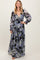 Black Floral Chiffon Deep V Ruffle Tiered Maxi Dress