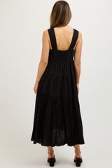 Black Tiered Maternity Maxi Dress