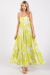 Lime Leaf Print Sleeveless Maternity Maxi Dress