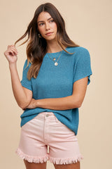 Teal Knit Sweater Top