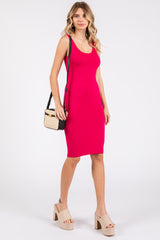 Fuchsia Rib Knit Sleeveless Maternity Dress