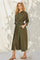 Washed Olive Buckle Detail Midi Dress