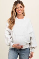 Heather Gray Long Sleeve Maternity Crewneck