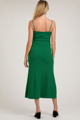 Green Square Neck Sleeveless Sweater Maternity Midi Dress