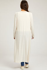 Ivory Rib Knit Long Maternity Cardigan