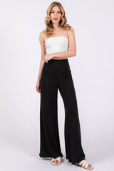 Black French Terry Wide Leg Lounge Pants