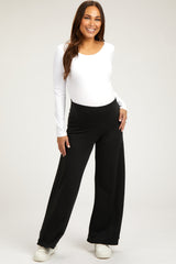 Black French Terry Wide Leg Maternity Lounge Pants