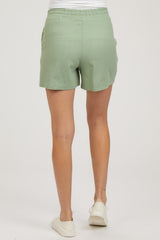 Sage Linen Drawstring Maternity Shorts